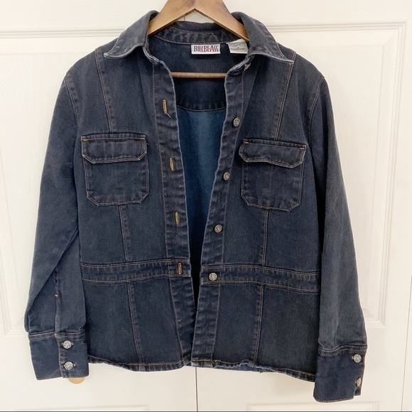 Vintage Bill Blass Y2K 90s Dark Denim Jean Jacket - Picture 6 of 6